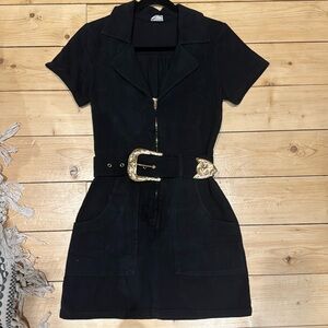 NWOT Black western dress with belt